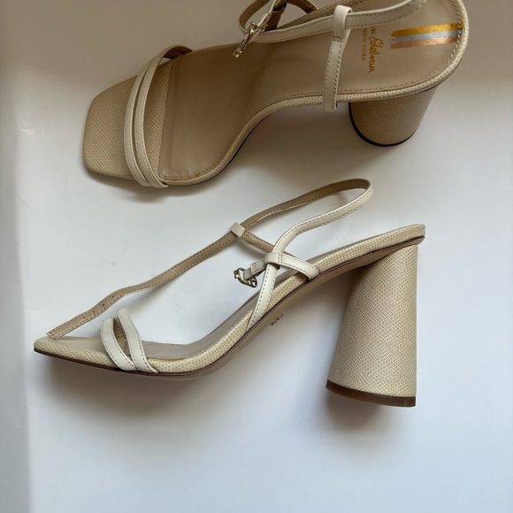 Sam Edelman Kit Slingback Block High Heel tan beige cream Sandal Sz 10 - Picture 3 of 8